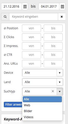 Fiter Search Console