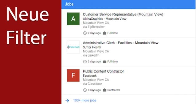 Neue Filter Google Jobs