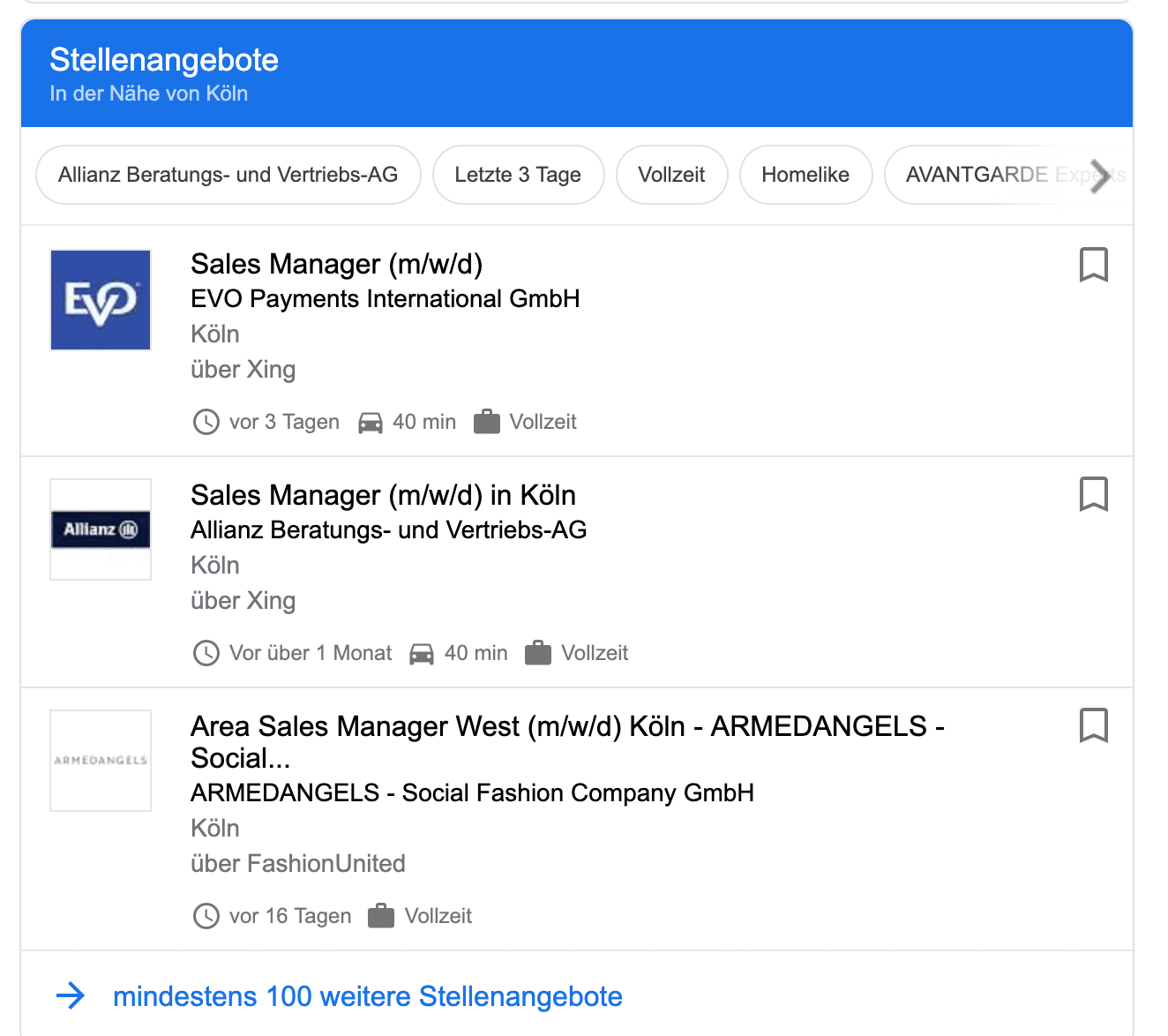 Google Job Anzeige
