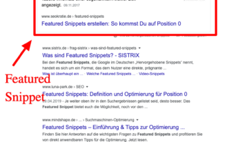 Featured Snippet organische Rankings